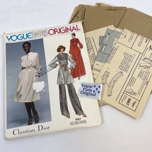 Vogue Paris 1567 Christian Dior Misses Dress Tunic Sash & Pants 10 Sew Pattern